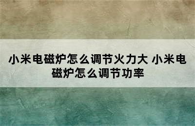 小米电磁炉怎么调节火力大 小米电磁炉怎么调节功率